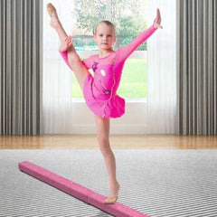 7' Sectional Gymnastics Floor Balance Beam-Pink - Color: Pink