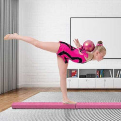 7' Sectional Gymnastics Floor Balance Beam-Pink - Color: Pink