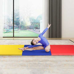 6' x 2' Exercise Tri-Fold Gymnastics Mat w/ Carrying Handles-Multicolor - Color: Multicolor