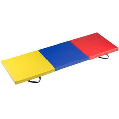 6' x 2' Exercise Tri-Fold Gymnastics Mat w/ Carrying Handles-Multicolor - Color: Multicolor