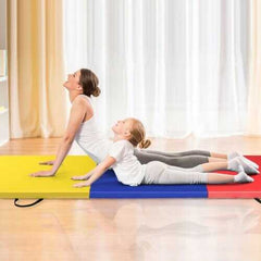 6' x 2' Exercise Tri-Fold Gymnastics Mat w/ Carrying Handles-Multicolor