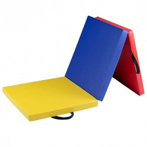 6' x 2' Exercise Tri-Fold Gymnastics Mat w/ Carrying Handles-Multicolor