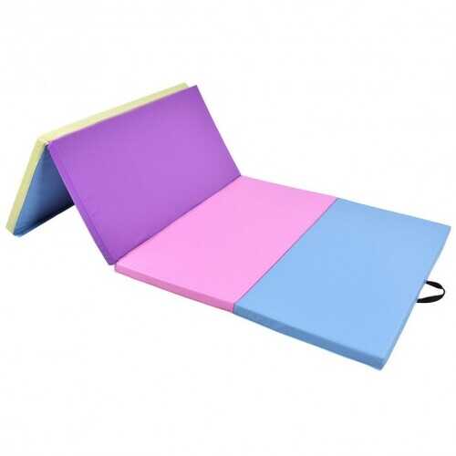 4' x 8' x 2" Multi-Colors Folding PU Panel Gymnastics Mat - Color: Multicolor