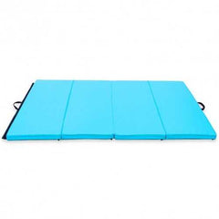 4' x 6' x 2" PU Thick Folding Panel Exercise Gymnastics Mat-Blue - Color: Blue