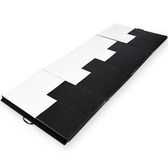 4' x 10' x 2" Gymnastics Mat Folding Portable Exercise Aerobics Exercise Mat-Black & White - Color: Black & White