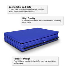 4'x10'x2" Thick Folding Panel Gymnastics Mat-Blue - Color: Blue