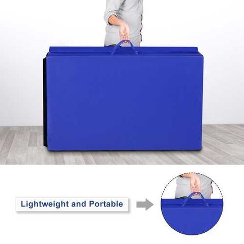 4'x10'x2" Thick Folding Panel Gymnastics Mat-Blue - Color: Blue