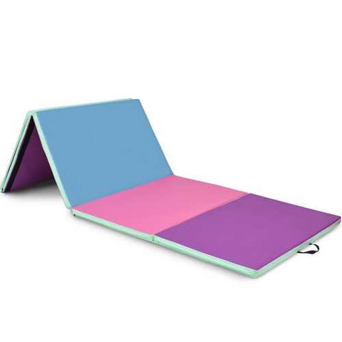 4' x 10' x 2" Portable Gymnastics Mat Folding Exercise Mat - Color: Multicolor