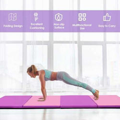 4' x 10' x 2" Thick Folding Panel Gymnastics Mat-Pink & Purple - Color: Pink & Purple