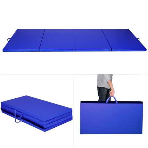 4' x 8' x 2"  Folding Panel Exercise Gymnastics Mat-Blue - Color: Blue - Size: 4'x8'x2"
