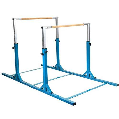 Kids Double Horizontal Bars Gymnastic Training Parallel Bars Adjustable-Blue - Color: Blue