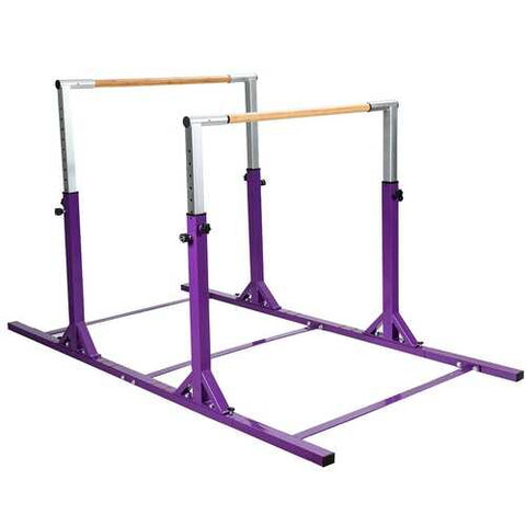 Kids Double Horizontal Bars Gymnastic Training Parallel Bars Adjustable-Purple - Color: Purple