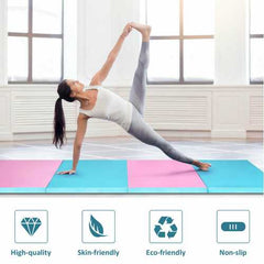 8' x 4' x 2" Folding Gymnastics Tumbling Mat-Blue&Pink - Color: Pink & Blue