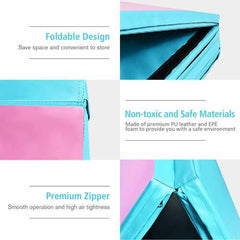 8' x 4' x 2" Folding Gymnastics Tumbling Mat-Blue&Pink - Color: Pink & Blue