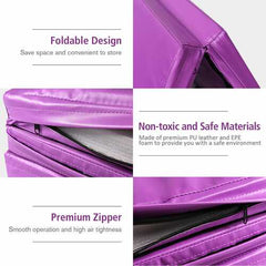 8' x 4' x 2" Folding Gymnastics Tumbling Mat-Purple - Color: Purple