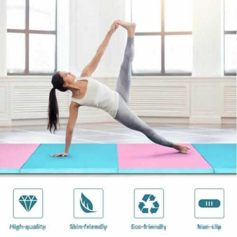 4' x 10' x 2" Folding Gymnastics Tumbling Gym Mat-Blue - Color: Blue