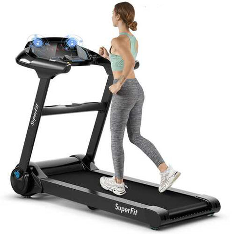 2.25HP Folding Treadmill Running Jogging Machine with LED Touch Display-Black - Color: Black