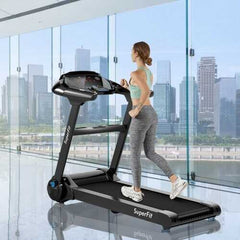 2.25HP Folding Treadmill Running Jogging Machine with LED Touch Display-Black