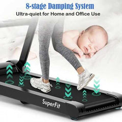 2.25HP Folding Treadmill Running Jogging Machine with LED Touch Display-Black