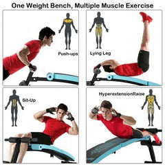 Abdominal Twister Trainer with Adjustable Height Exercise Bench-Blue - Color: Blue