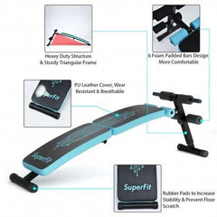 Abdominal Twister Trainer with Adjustable Height Exercise Bench-Blue - Color: Blue