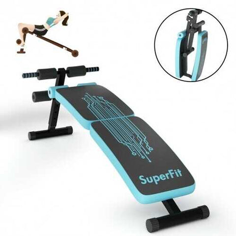Abdominal Twister Trainer with Adjustable Height Exercise Bench-Blue - Color: Blue
