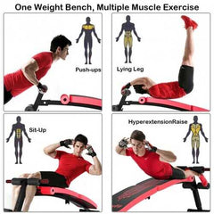 Abdominal Twister Trainer with Adjustable Height Exercise Bench - Color: Red