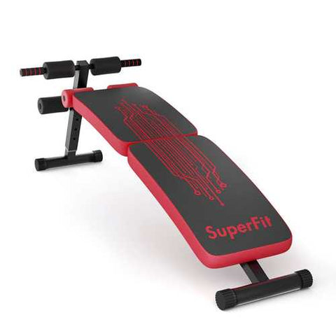 Abdominal Twister Trainer with Adjustable Height Exercise Bench - Color: Red