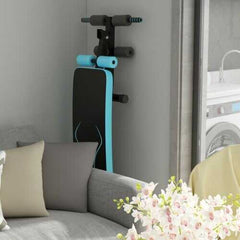 Folding Weight Bench Adjustable Sit-up Board Workout Slant Bench-Blue - Color: Blue
