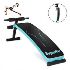 Folding Weight Bench Adjustable Sit-up Board Workout Slant Bench-Blue - Color: Blue
