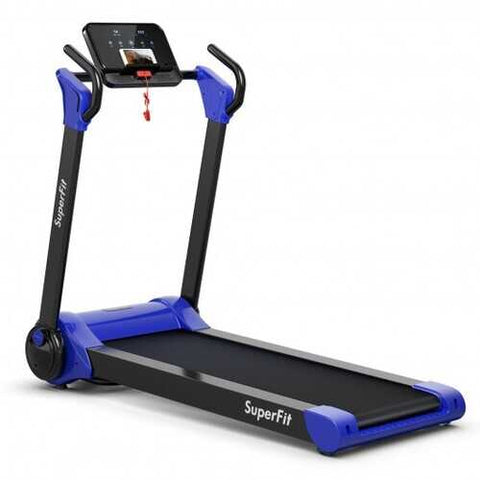 2.25 HP Electric Motorized Folding Running Treadmill Machine with LED Display-Navy - Color: Navy