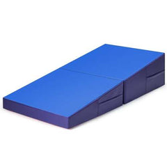 Folding Incline Tumbling Wedge Gymnastics Exercise Mat-Blue - Color: Blue