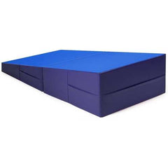 Folding Incline Tumbling Wedge Gymnastics Exercise Mat-Blue - Color: Blue