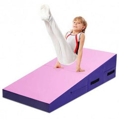 Folding Incline Tumbling Wedge Gymnastics Mat-Pink - Color: Pink