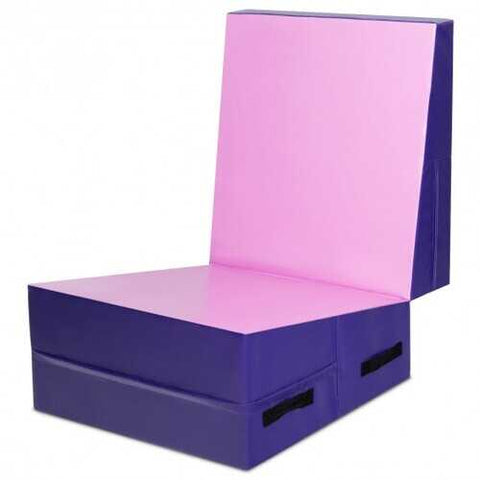 Folding Incline Tumbling Wedge Gymnastics Mat-Pink - Color: Pink