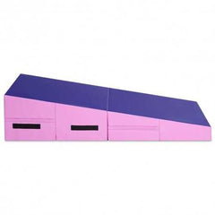 Folding Incline Tumbling Wedge Gymnastics Exercise Mat-Purple - Color: Purple