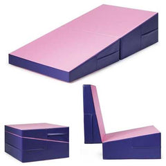Folding Incline Tumbling Wedge Gymnastics Exercise Mat-Purple - Color: Purple