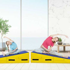 Folding Incline Mat Slope Cheese Gymnastics Gym Exercise Yellow - Color: Yellow