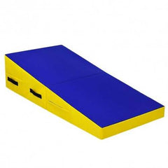 Folding Incline Mat Slope Cheese Gymnastics Gym Exercise Yellow - Color: Yellow