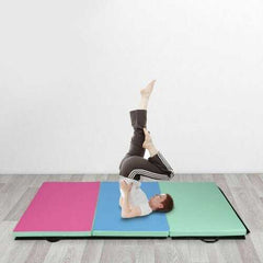 6' x 4' Tri-Fold Gymnastics Mat Thick Folding Panel-Multicolor - Color: Multicolor