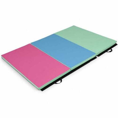 6' x 4' Tri-Fold Gymnastics Mat Thick Folding Panel-Multicolor - Color: Multicolor