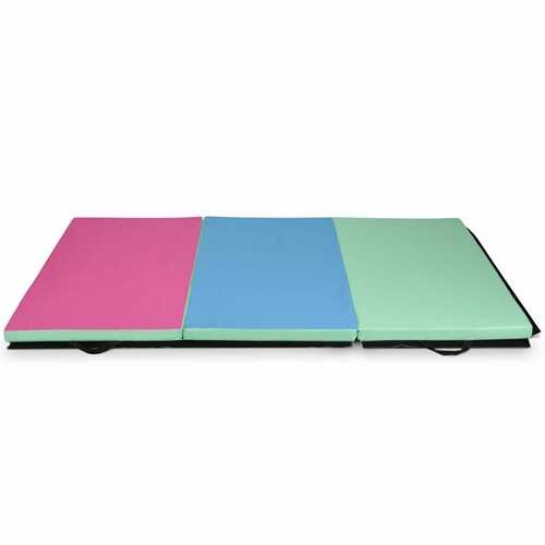 6' x 4' Tri-Fold Gymnastics Mat Thick Folding Panel-Multicolor - Color: Multicolor