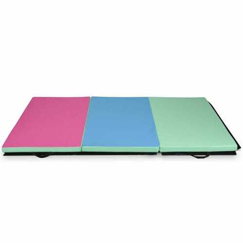 6' x 4' Tri-Fold Gymnastics Mat Thick Folding Panel-Multicolor - Color: Multicolor