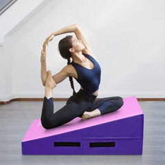 Incline Gymnastics Mat Wedge Ramp Gym Tumbling Exercise Mat-Pink & Purple - Color: Pink & Purple