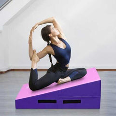 Incline Gymnastics Mat Wedge Ramp Gym Tumbling Exercise Mat-Pink & Purple