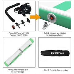 13 Feet Air Track Inflatable Gymnastics Tumbling Mat with Pump -Green - Color: Green
