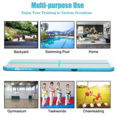 13 Feet Air Track Inflatable Gymnastics Tumbling Mat with Pump -Navy - Color: Navy