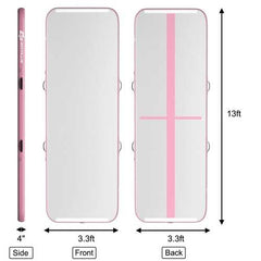 13 Feet Air Track Inflatable Gymnastics Tumbling Mat with Pump -Pink - Color: Pink