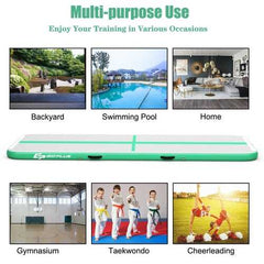 15FT Air Track Inflatable Gymnastics Tumbling Mat -Green - Color: Green