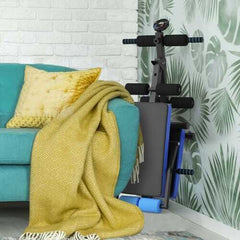 Multi-Functional Foldable Weight Bench Adjustable Sit-up Board with Monitor-Blue - Color: Blue